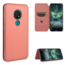 For Nokia 7.2 & 6.2 Carbon Fiber Texture Magnetic Horizontal Flip TPU + PC + PU Leather Case with Card Slot(Brown)