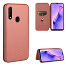 For OPPO A8 / A31 (2020) Carbon Fiber Texture Magnetic Horizontal Flip TPU + PC + PU Leather Case with Card Slot(Brown)