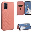 For OPPO A52 / A72 / A92 Carbon Fiber Texture Magnetic Horizontal Flip TPU + PC + PU Leather Case with Card Slot(Brown)