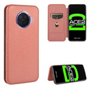 For OPPO Ace2 Carbon Fiber Texture Magnetic Horizontal Flip TPU + PC + PU Leather Case with Card Slot(Brown)
