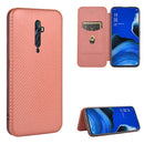 For OPPO Reno2 Z / F Carbon Fiber Texture Magnetic Horizontal Flip TPU + PC + PU Leather Case with Card Slot(Brown)