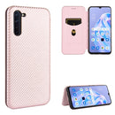 For OPPO Reno3 A(Japanese Version) Carbon Fiber Texture Magnetic Horizontal Flip TPU + PC + PU Leather Case with Card Slot(Pink)