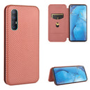 For OPPO Reno3 Pro 5G / Find X2 Neo Carbon Fiber Texture Magnetic Horizontal Flip TPU + PC + PU Leather Case with Card Slot(Brown)