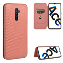 For OPPO Rnoe Ace Carbon Fiber Texture Magnetic Horizontal Flip TPU + PC + PU Leather Case with Card Slot(Brown)