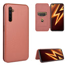 For OPPO Realme 6 Pro Carbon Fiber Texture Magnetic Horizontal Flip TPU + PC + PU Leather Case with Card Slot(Brown)