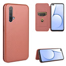 For OPPO Realme X50 / X50 5G Carbon Fiber Texture Magnetic Horizontal Flip TPU + PC + PU Leather Case with Card Slot(Brown)
