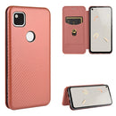 For Google Pixel 4a Carbon Fiber Texture Magnetic Horizontal Flip TPU + PC + PU Leather Case with Card Slot(Brown)