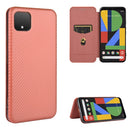 For Google Pixel 4 XL Carbon Fiber Texture Magnetic Horizontal Flip TPU + PC + PU Leather Case with Card Slot(Brown)