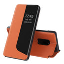 For Huawei Mate 20 Side Display Shockproof Horizontal Flip Leather Case with Holder & Call Answering Function & Sleep / Wake-up(Orange)