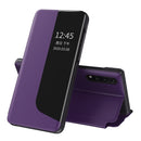 For Huawei P20 Side Display Shockproof Horizontal Flip Leather Case with Holder & Call Answering Function & Sleep / Wake-up(Purple)