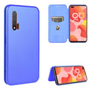 For Huawei nova 6 4G Carbon Fiber Texture Magnetic Horizontal Flip TPU + PC + PU Leather Case with Card Slot(Blue)