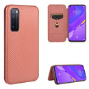 For Huawei nova 7 5G Carbon Fiber Texture Magnetic Horizontal Flip TPU + PC + PU Leather Case with Card Slot(Brown)