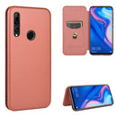 For Huawei P Smart Z / Y9 Prime (2019) Carbon Fiber Texture Magnetic Horizontal Flip TPU + PC + PU Leather Case with Card Slot(Brown)