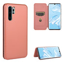For Huawei P30 Pro Carbon Fiber Texture Magnetic Horizontal Flip TPU + PC + PU Leather Case with Card Slot(Brown)