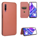 For Huawei Honor 9X Pro Carbon Fiber Texture Magnetic Horizontal Flip TPU + PC + PU Leather Case with Card Slot(Brown)