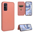 For Huawei Honor 30S Carbon Fiber Texture Magnetic Horizontal Flip TPU + PC + PU Leather Case with Card Slot(Brown)