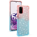 For Samsung Galaxy S20 Plus Gradient Glitter Powder Shockproof TPU Protective Case(Orange Blue)