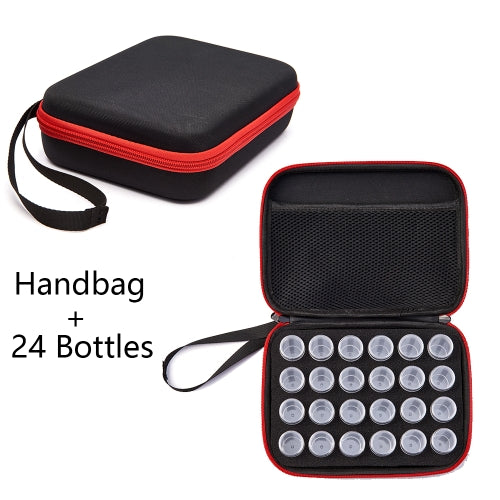 24 Bottles Diamond Painting Box Tool Container Storage Box Carry Case Holder Hand Bag Zipper Design Shockproof Durable, Style:Contains 24 Bottles