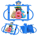 For iPad 10.2 Cartoon Monkey Kids Tablet Shockproof EVA Protective Case with Holder & Shoulder Strap & Handle(Blue)