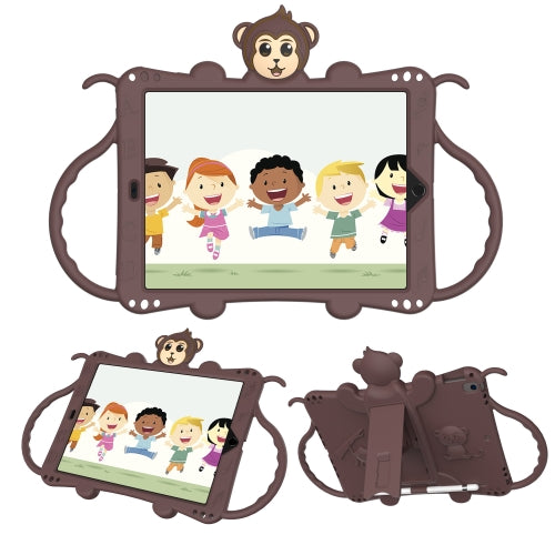 For iPad Pro 10.5 Cartoon Monkey Kids Tablet Shockproof EVA Protective Case with Holder & Shoulder Strap & Handle(Brown)