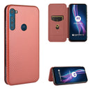 For Motorola Moto One Fusion Plus Carbon Fiber Texture Magnetic Horizontal Flip TPU + PC + PU Leather Case with Rope & Card Slot(Brown)