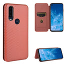 For Motorola Moto P40 Power / One Action Carbon Fiber Texture Magnetic Horizontal Flip TPU + PC + PU Leather Case with Rope & Card Slot(Brown)