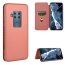 For Motorola Moto One Zoom Carbon Fiber Texture Magnetic Horizontal Flip TPU + PC + PU Leather Case with Rope & Card Slot(Brown)