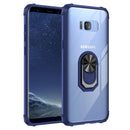 For Samsung Galaxy S8+ Shockproof Transparent TPU + Acrylic Protective Case with Ring Holder(Blue)