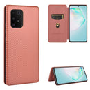 For Samsung Galaxy A91 / M80s / S10 Lite Carbon Fiber Texture Magnetic Horizontal Flip TPU + PC + PU Leather Case with Rope & Card Slot(Brown)