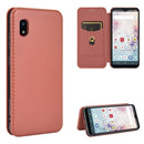 For Samsung Galaxy A20 (SC-02M) SCV46 Carbon Fiber Texture Magnetic Horizontal Flip TPU + PC + PU Leather Case with Rope & Card Slot(Brown)