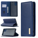 For For Samsung Galaxy A71 2 in 1 Detachable Magnetic Horizontal Flip Genuine Leather Case with Holder & Card Slots & Wallet(Blue)