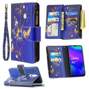 For OPPO A5 (2020) Colored Drawing Pattern Zipper Horizontal Flip Leather Case with Holder & Card Slots & Wallet(Purple Butterfly)
