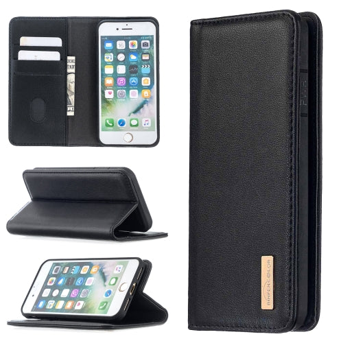 For iPhone 8 / 7 2 in 1 Detachable Magnetic Horizontal Flip Genuine Leather Case with Holder & Card Slots & Wallet(Black)