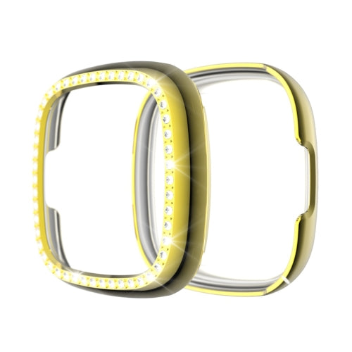 For Fitbit Versa 3 / Versa Sense Single Row Plating Diamonds PC Protective Case(Golden)