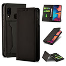 For Samsung Galaxy A20e Strong Magnetism Liquid Feel Horizontal Flip Leather Case with Holder & Card Slots & Wallet(Black)