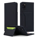 For Samsung Galaxy A31 Strong Magnetism Liquid Feel Horizontal Flip Leather Case with Holder & Card Slots & Wallet(Black)