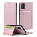 For Samsung Galaxy A71 Strong Magnetism Liquid Feel Horizontal Flip Leather Case with Holder & Card Slots & Wallet(Rose Gold)
