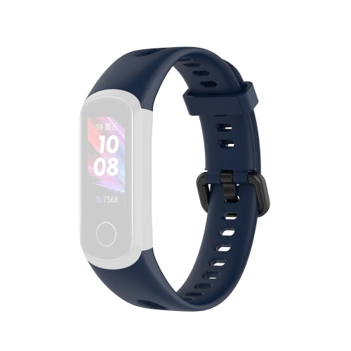 For Huawei Honor Band 5i / Band 4 Metal Buckle Silicone Strap, Size: Free Size(Midnight Blue)