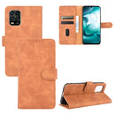 For Xiaomi Mi 10 Lite Solid Color Skin Feel Magnetic Buckle Horizontal Flip Calf Texture PU Leather Case with Holder & Card Slots & Wallet(Brown)