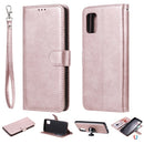 For Samsung Galaxy A31 2 in 1 Solid Color Detachable PU Leather Case with Card Slots & Magnetic Holder & Photo Frame & Wallet & Strap(Rose Gold)