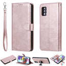 For Samsung Galaxy A51 5G 2 in 1 Solid Color Detachable PU Leather Case with Card Slots & Magnetic Holder & Photo Frame & Wallet & Strap(Rose Gold)