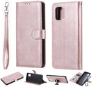 For Samsung Galaxy A71 5G 2 in 1 Solid Color Detachable PU Leather Case with Card Slots & Magnetic Holder & Photo Frame & Wallet & Strap(Rose Gold)