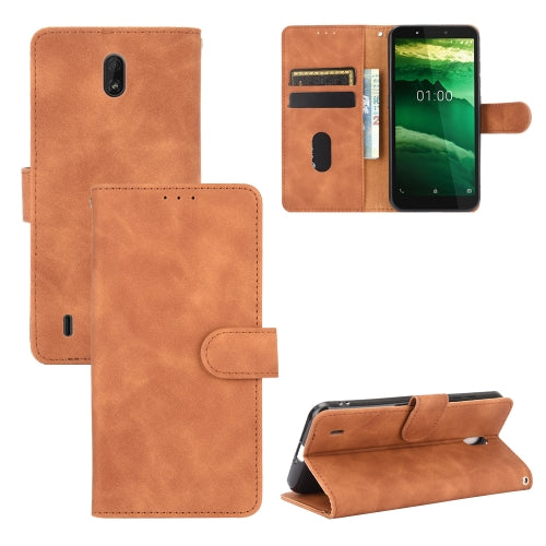 For Nokia C1 Solid Color Skin Feel Magnetic Buckle Horizontal Flip Calf Texture PU Leather Case with Holder & Card Slots & Wallet(Brown)