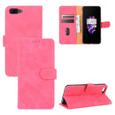For OnePlus 5 Solid Color Skin Feel Magnetic Buckle Horizontal Flip Calf Texture PU Leather Case with Holder & Card Slots & Wallet(Rose Red)