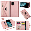 For Samsung Galaxy A51 Skin Feel Zipper Horizontal Flip Leather Case with Holder & Card Slots & Photo Frame & Lanyard & Long Rope(Rose Gold)
