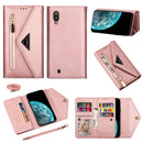 For Samsung Galaxy A10 / M10 Skin Feel Zipper Horizontal Flip Leather Case with Holder & Card Slots & Photo Frame & Lanyard & Long Rope(Rose Gold)