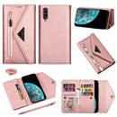 For Samsung Galaxy A70 / A70s Skin Feel Zipper Horizontal Flip Leather Case with Holder & Card Slots & Photo Frame & Lanyard & Long Rope(Rose Gold)