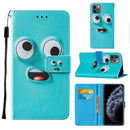 For iPhone 11 Pro Cross Texture Painting Pattern Horizontal Flip Leather Case with Holder & Card Slots & Wallet & Lanyard(Big Eyed)