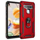 For LG Q61 Shockproof TPU + PC Protective Case with 360 Degree Rotating Holder(Red)
