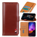 For Samsung Galaxy A51 5G 3-Color Pearl Texture Magnetic Buckle Horizontal Flip PU Leather Case with Card Slots & Wallet & Holder(Brown)